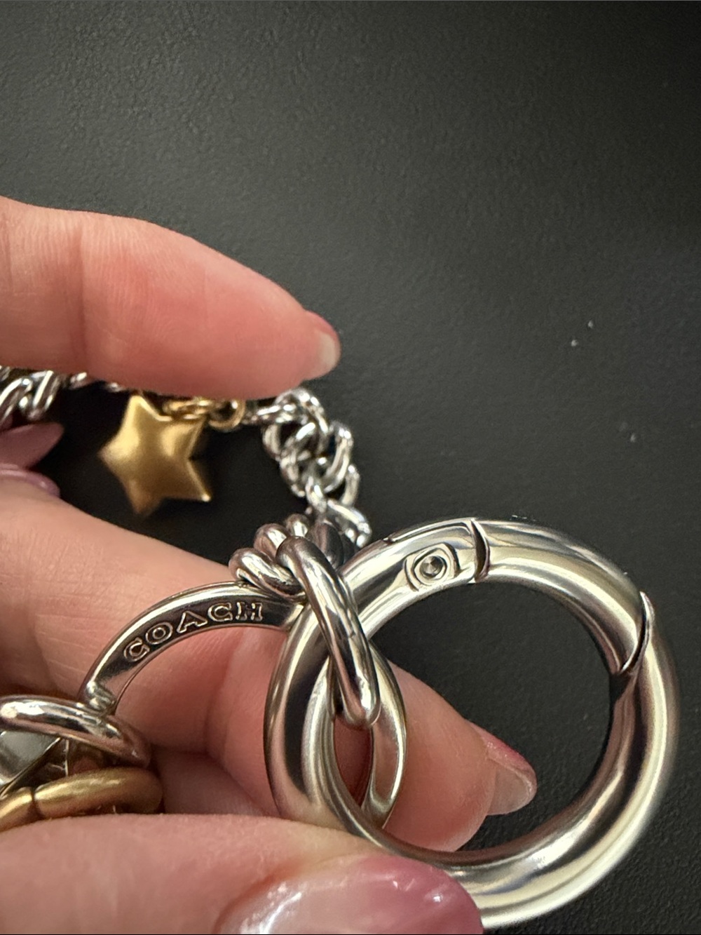 Coach Rogue 31 Loved Leather Silver Brass Keys Charm Cluster Keychain - Picture 4 of 12